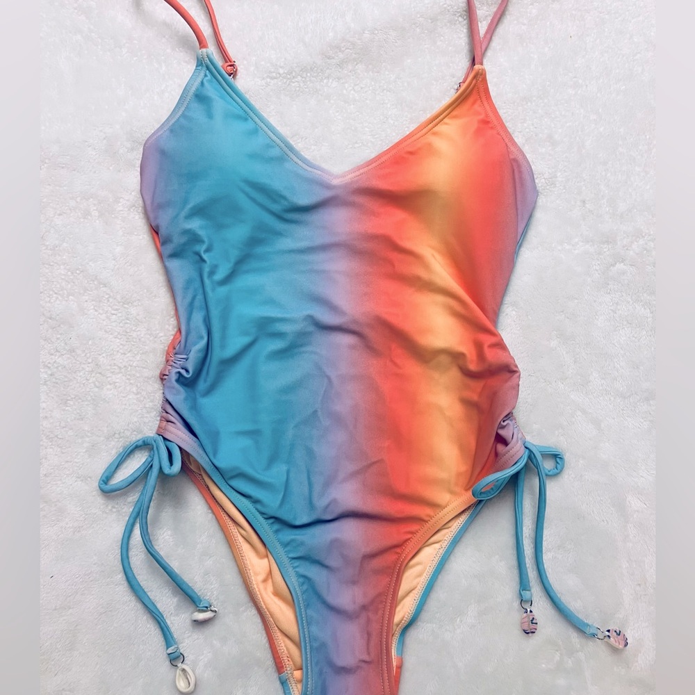 Womens one piece tye dye ombré swimsuit